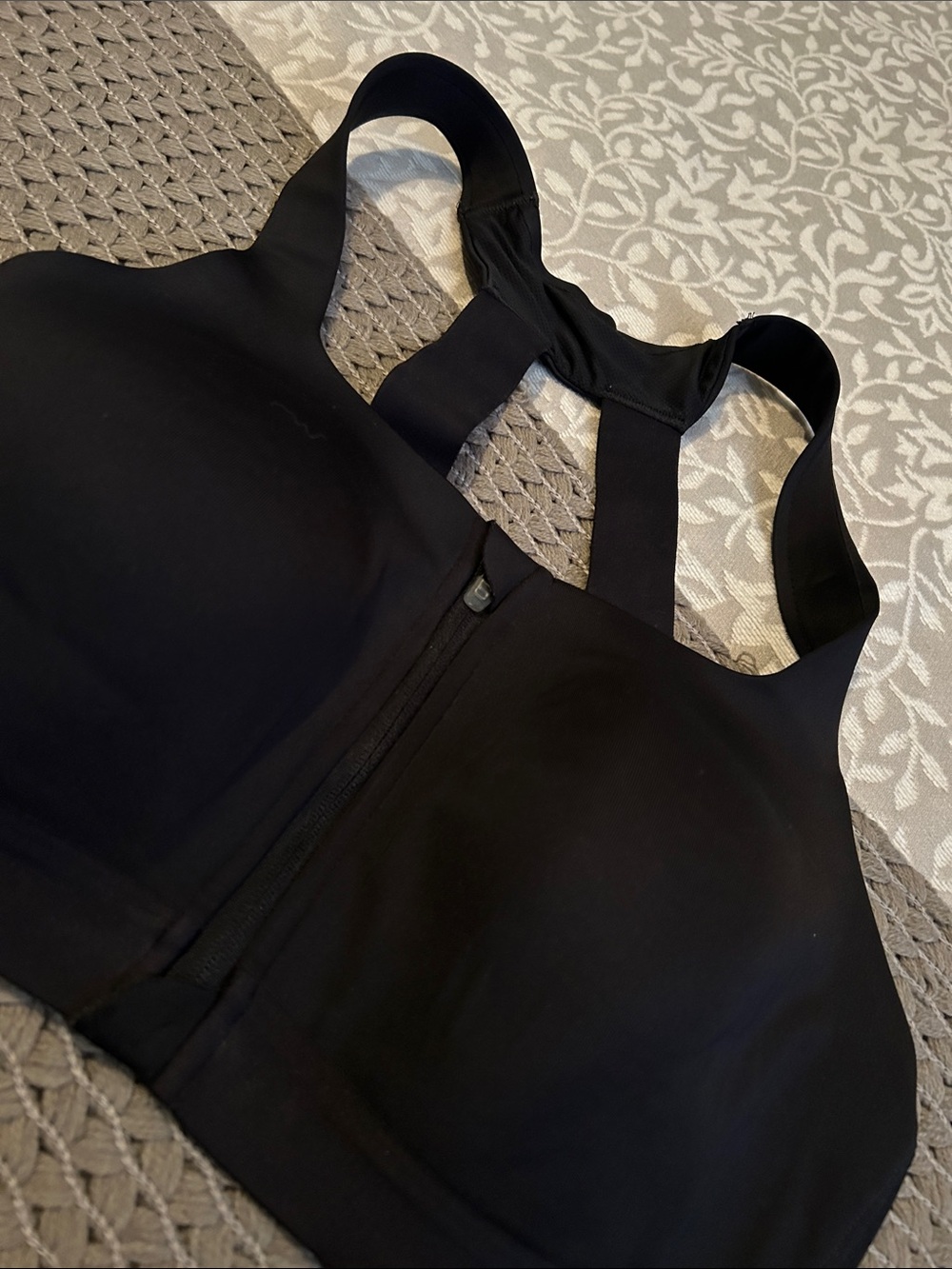 all in motion Black Front-Zip High Impact Sports Bodysuit Top